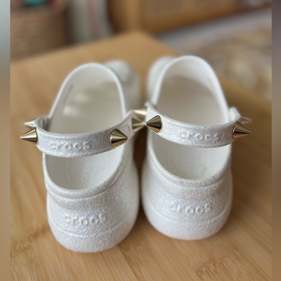 Crocs White Glitter Stud Bae Women’s 7 Studded Punk Crocs - Picture 11 of 12